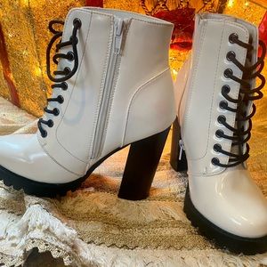 White platform boots
